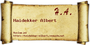 Haidekker Albert névjegykártya
